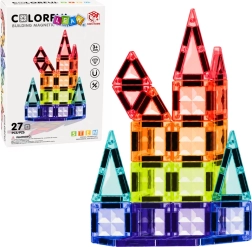 Magnetyczne klocki – kolorowe przezroczyste panele magnetyczne 3D STEM 27 elementów