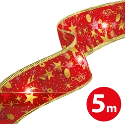 Czerwona świąteczna wstążka LED 5 m z 50 diodami LED i zasilaniem USB