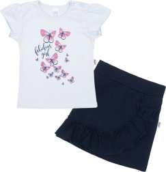 Niemowlęca koszulka z falbankową spódniczką New Baby Butterflies niebieska 62 (3–6 mies.)