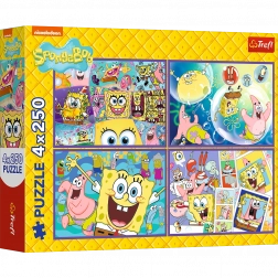 Puzzle 4x250 Zwariowany świat Sponge Boba
