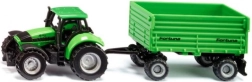 Siku Traktor Deutz-Fahr z dwuosiową przyczepą Fortuna