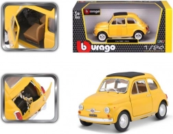 Model Bburago samochodu Fiat 500 F 1965 żółty 1:24
