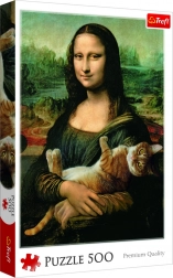 Puzzle Mona Lisa i kot Mruczek