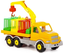 Ciężarówka z wywrotnym żurawiem i transportem zwierząt 47 cm