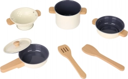 Zestaw metalowych naczyń dla dzieci, 7 elementów, białe wykończenie