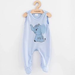 Dziecięce bawełniane śpioszki New Baby Happy Elephant niebieskie 56 (0–3 m)