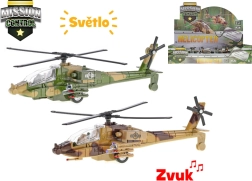 Wojskowy metalowy helikopter Mission Control 20 cm ze światłem i dźwiękiem
