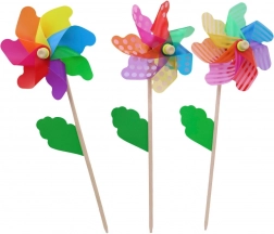 Wiatraczek drewniany z patyczkiem 18 cm