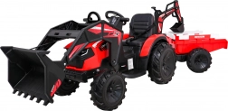 Dziecięcy traktor do jazdy z przyczepą czerwony