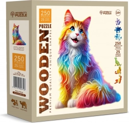 Drewniane puzzle Kolorowy kot 250 elementów