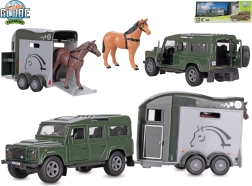 Kids Globe Farming Land Rover z przyczepą do koni pull-back