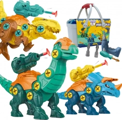 WOOPIE dinozaury do samodzielnego składania 3 szt. w walizce z wiertarką i śrubokrętem