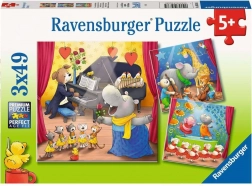 Ravensburger puzzle zwierzątka na scenie 3x49 elementów