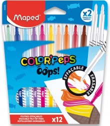 Flamastry MAPED Color’Peps Oops 12 kolorów + 2 zmazywacze