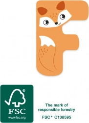 Mała Stopka Drewniana litera F z lisem do pokoju dziecięcego