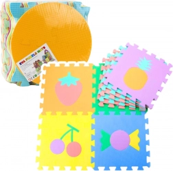 Miękka piankowa mata edukacyjna EVA – owoce i słodkości, 16 elementów