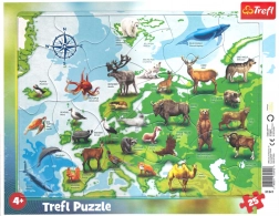 TREFL Puzzle Mapa Europy ze zwierzątkami 25 elementów
