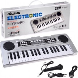 Mini klawisze 37 klawiszy ze śpiewnym mikrofonem – srebrne