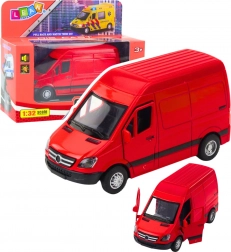 Metalowy czerwony van 1:32 ze światłami i dźwiękami