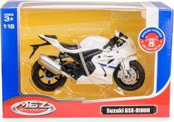 Model motocykla 1:18 SUZUKI GSX‑R1000 biały
