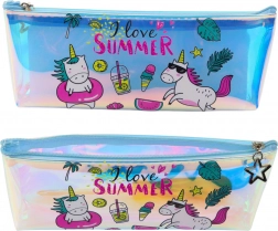 Holograficzny dziewczęcy piórnik z motywem jednorożca na lato