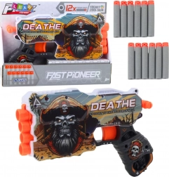 Piracki pistolet na piankowe strzałki z magazynkiem, 12 strzałek w zestawie