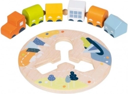 goki przewlekany drewniany pociąg z pięcioma wagonikami