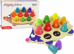 Drewniany jeż – edukacyjna zabawka z 10 kolorowymi kołeczkami