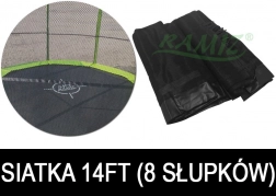 Siatka ochronna do trampoliny ogrodowej 427 cm 14FT, 8 tuneli na słupki – czarna