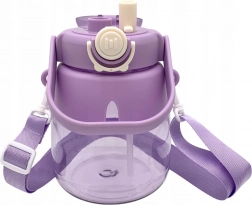 Dziecięca butelka na wodę ze słomką i paskiem 1 l