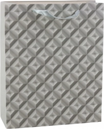 Torebka prezentowa z efektem 3D geometrycznym Szara 32 x 26 x 10,5 cm