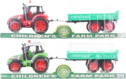 Plastowy traktor z napędem na inercję i przyczepą 32 cm