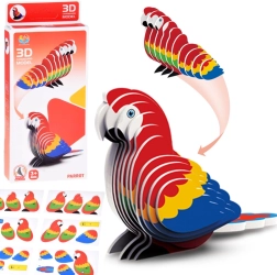 Puzzle 3D kartonowy model papuga ara – DIY 24 elementy