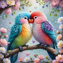 Mozaika diamentowa - Kolorowe ptaki