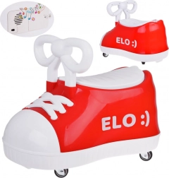 Czerwony jeździk trampkowy Elo