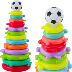 Edukacyjna piramida do układania z piłeczką i naklejkami – 13 poziomów