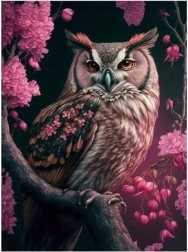 Mozaika diamentowa - Sowa w różach