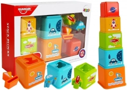 Składane kubeczki z obrazkami pojazdów i sorterem dla niemowląt