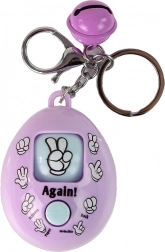 Fioletowy brelok do kluczy z grą kamień, nożyce, papier