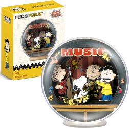 Puremind drewniany model 3D SNOOPY PEANUTS w kuli – nocny koncert DIY puzzle