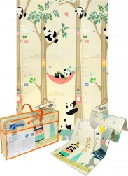 Duża składana piankowa mata edukacyjna XPE 120 × 180 cm – zwierzątka panda