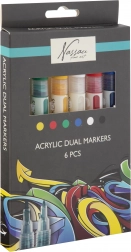 Dwustronne markery akrylowe NASSAU FINE ART, 6 kolorów