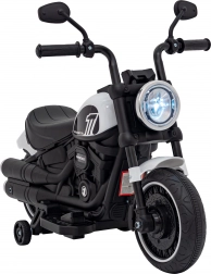 Dziecięcy motocykl elektryczny Chopper Faster z radiem FM, panelem audio i LED – Biały