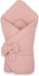 Muślinowy rożek na sznureczki New Baby, stary róż