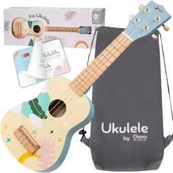 drewniane ukulele dla dzieci niebieskie Classic World