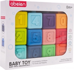 Zestaw gumowych sensorycznych kostek z aktywnościami matematycznymi (12 szt.)