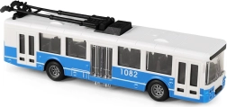 Niebieski trolejbus komunikacji miejskiej na napęd inercyjny, 16 cm