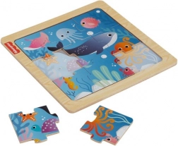 Drewniane puzzle Fisher-Price – ocean, 9 elementów