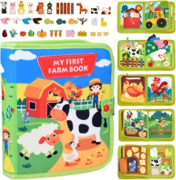 Filcowa sensoryczna quiet book farma z elementami na rzep