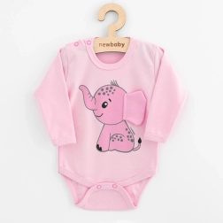 Niemowlęce body z długim rękawem New Baby Happy Elephant różowe 80